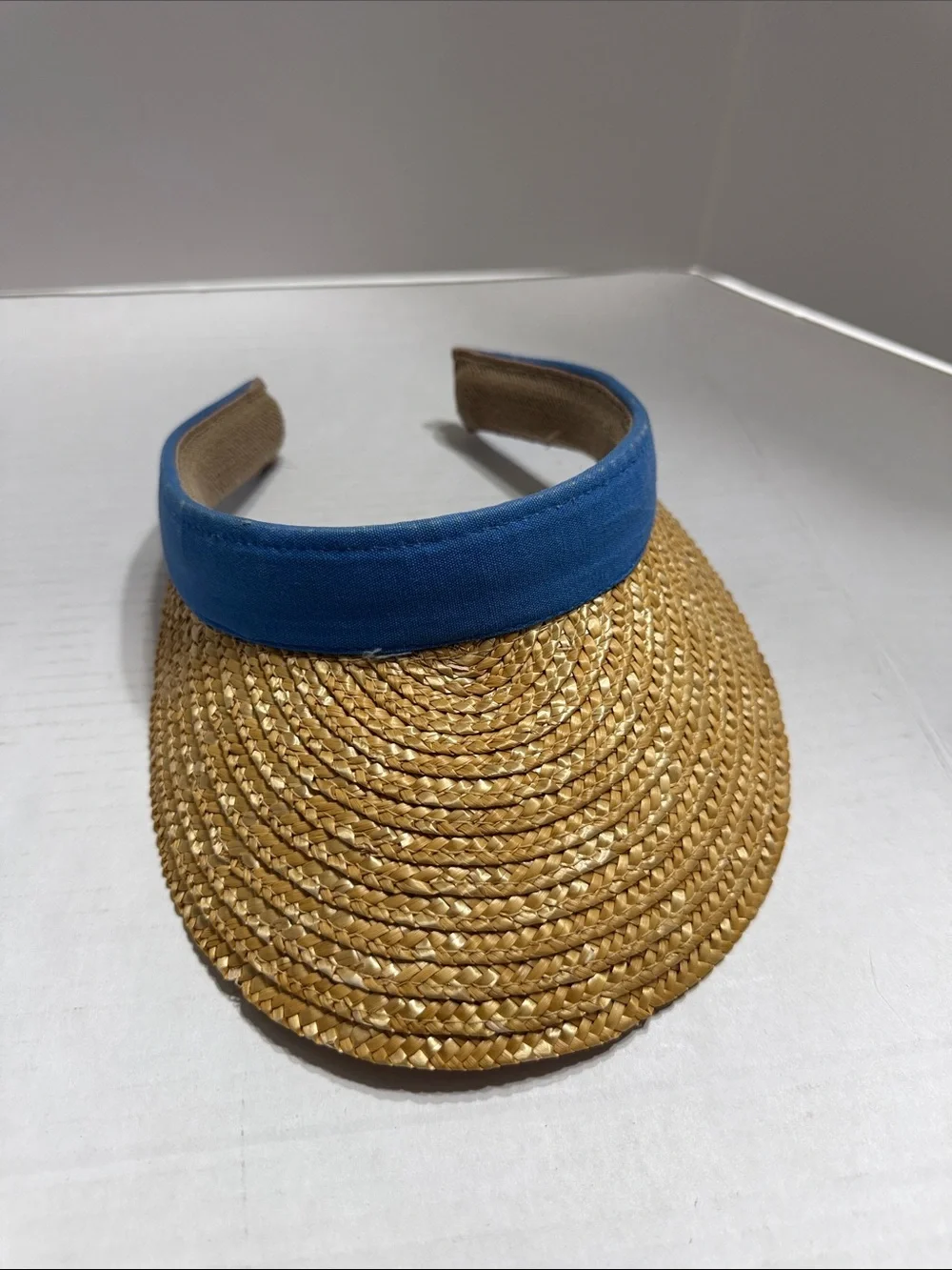 Straw Visor with Blue Band - Women Accessories